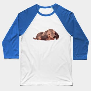 Dapple Dachshund Puppy Taking A Nap Baseball T-Shirt